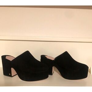 Black suede Kate Spade Amelia Clogs, size 8.5